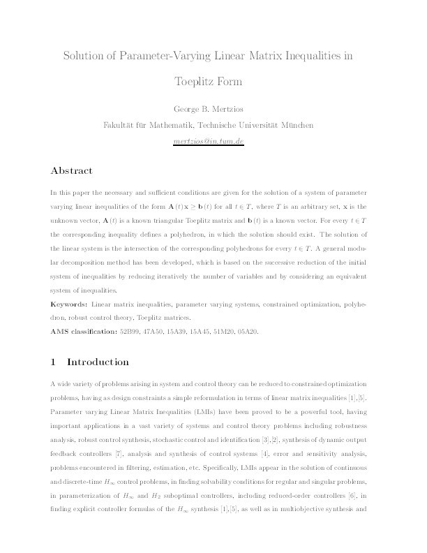 Solution of parameter-varying linear matrix inequalities in Toeplitz form Thumbnail