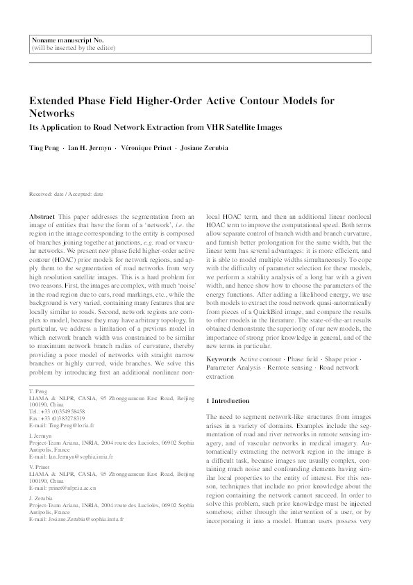 Extended phase field higher-order active contour models for networks Thumbnail