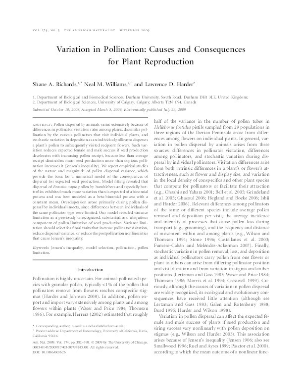 Variation in pollination: causes and consequences for plant reproduction Thumbnail