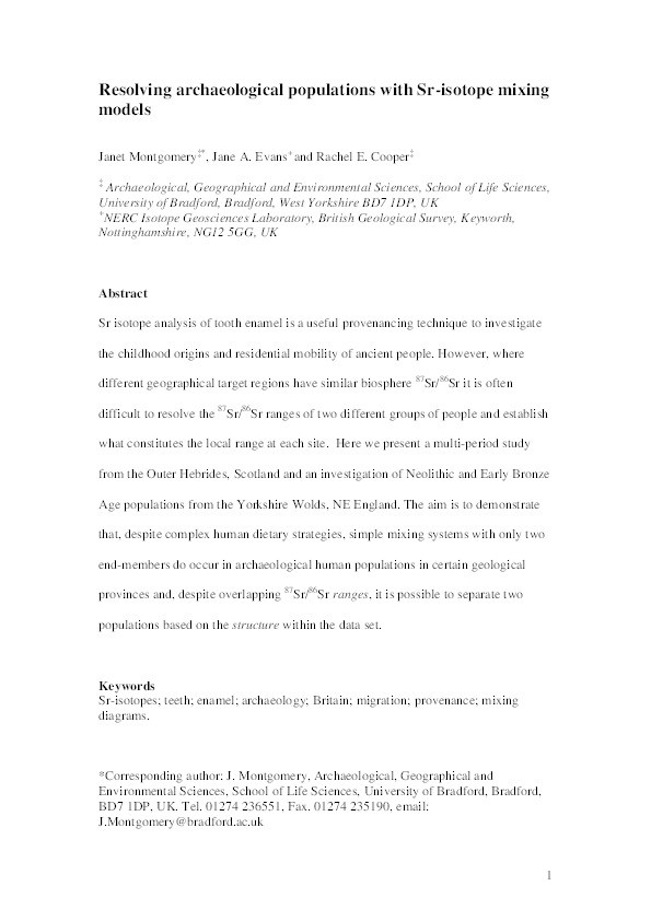 Resolving archaeological populations with Sr-isotope mixing models Thumbnail