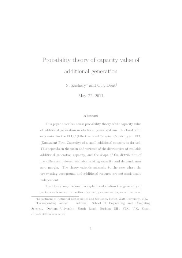 Probability theory of capacity value of additional generation Thumbnail
