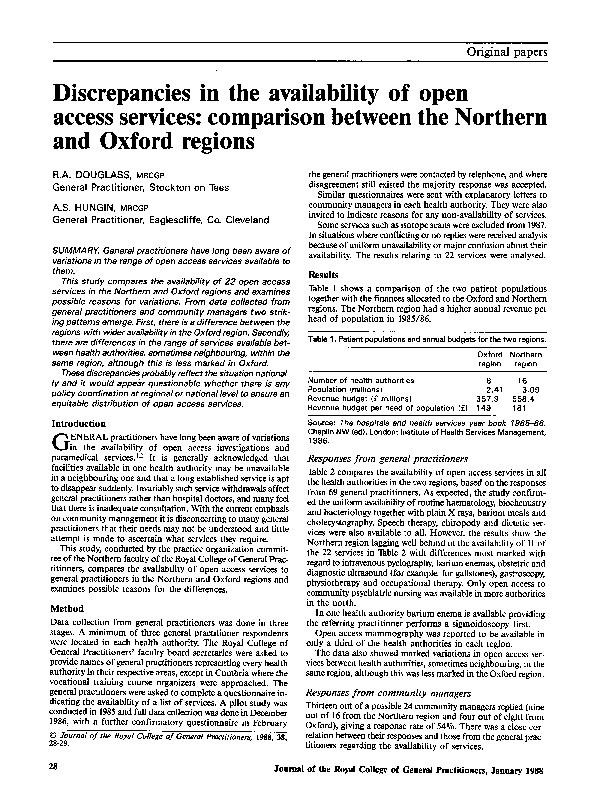 Discrepancies in the availability of open access services: comparison between the Northern and Oxford regions Thumbnail