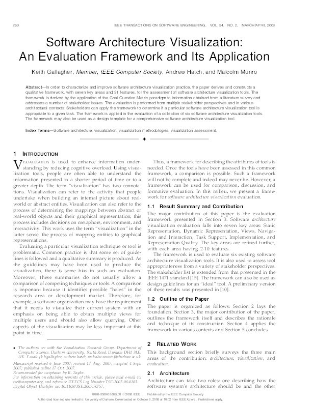 Software Architecture Visualization: An Evaluation Framework and Its Application Thumbnail