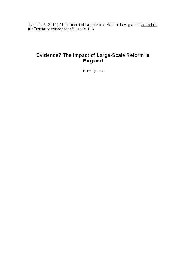 Evidence? The impact of large-scale reform in England Thumbnail