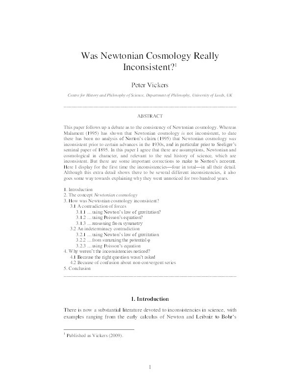 Was Newtonian Cosmology Really Inconsistent? Thumbnail