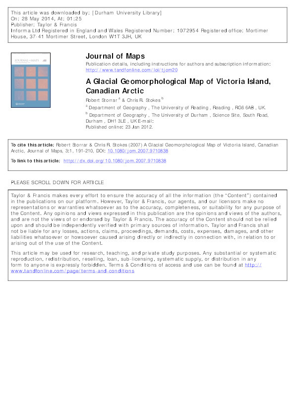 A Glacial Geomorphological Map of Victoria Island, Canadian Arctic Thumbnail