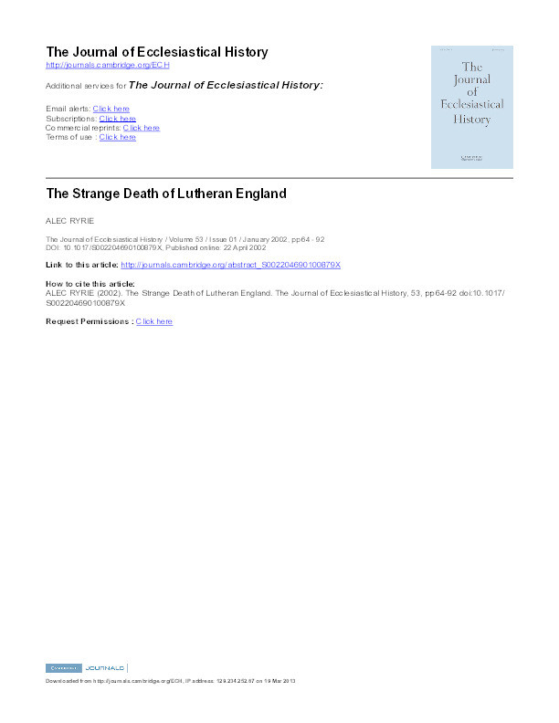 The strange death of Lutheran England Thumbnail
