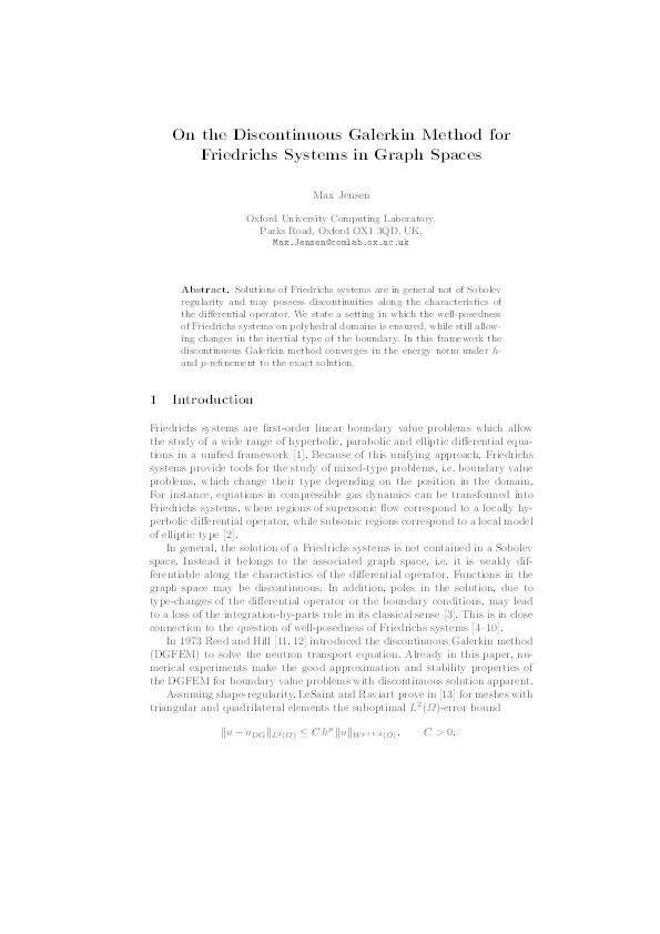 On the discontinuous Galerkin method for Friedrichs systems in graph spaces Thumbnail