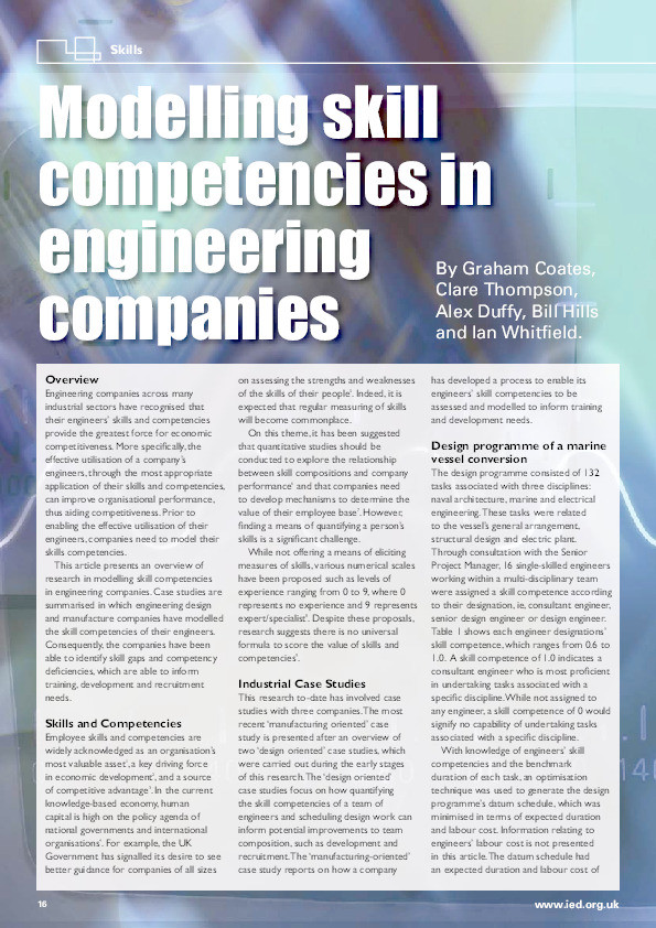 Modelling skill competencies in engineering companies Thumbnail