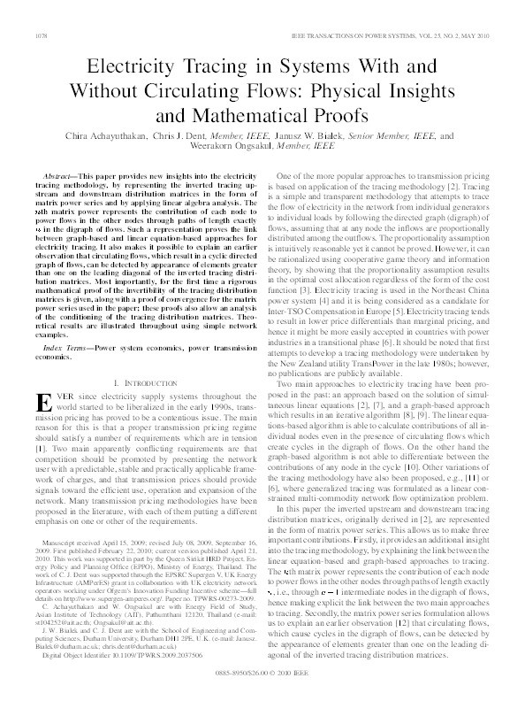 Electricity Tracing in Systems With and Without Circulating Flows: Physical Insights and Mathematical Proofs Thumbnail