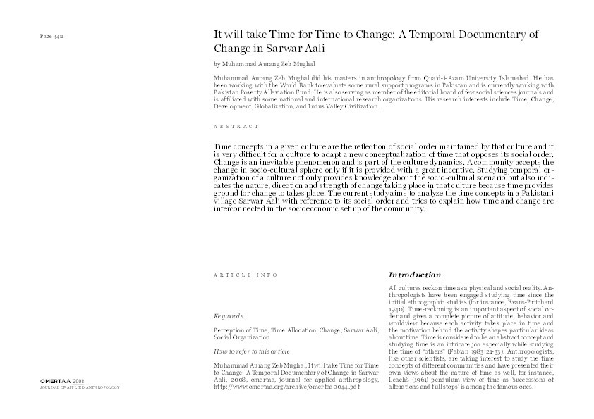 It will take time for time to change : a temporal documentary of change in Sarwar Aali Thumbnail