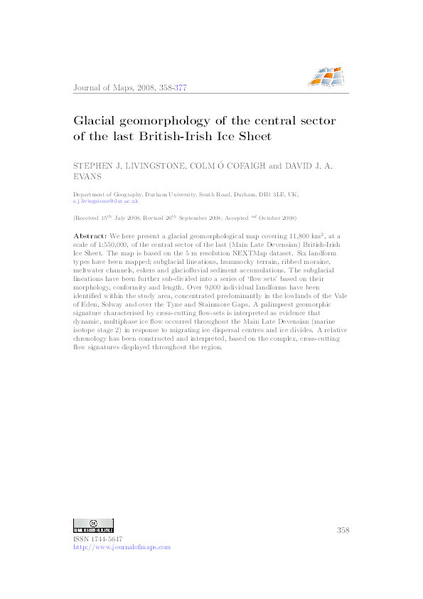 Glacial geomorphology of the central sector of the last British-Irish Ice Sheet Thumbnail