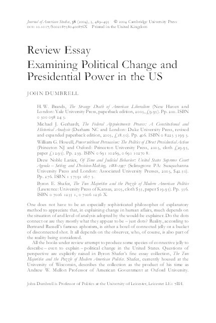 'Examining Political Change and Presidential Power in the US' Thumbnail