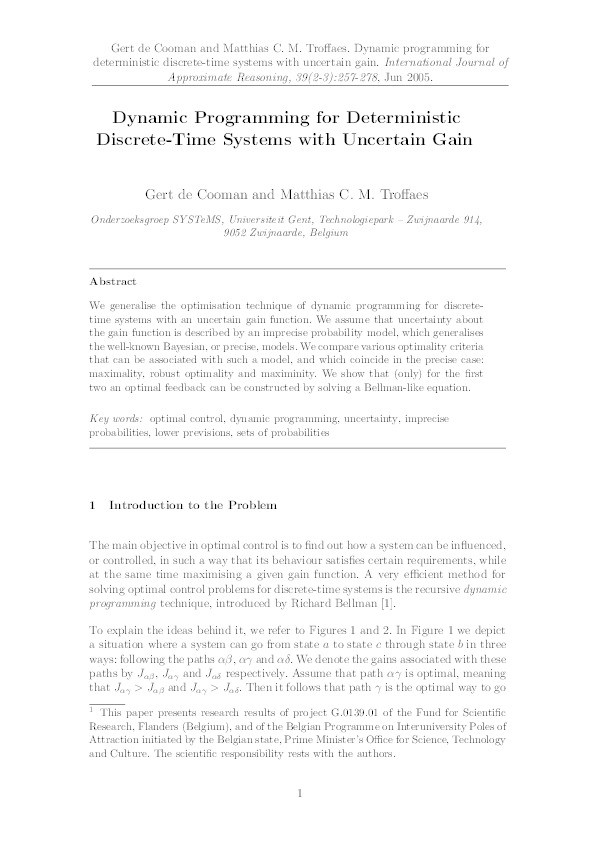 Dynamic Programming for Deterministic Discrete-Time Systems with Uncertain Gain Thumbnail