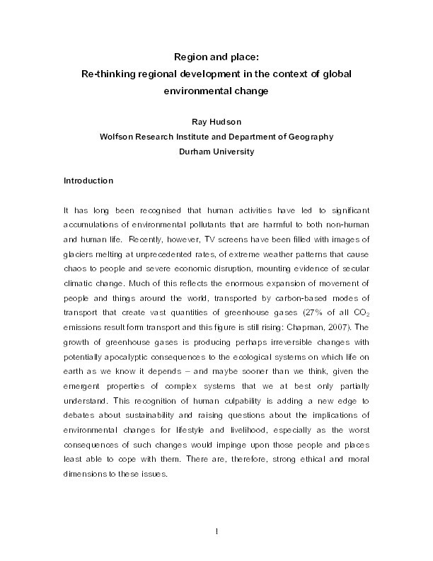 Region and place: rethinking regional development in the context of global environmental change Thumbnail