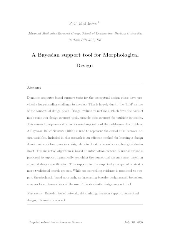 A Bayesian support tool for morphological design Thumbnail