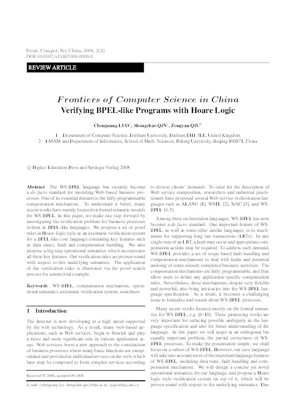 Verifying BPEL-like Programs with Hoare Logic Thumbnail