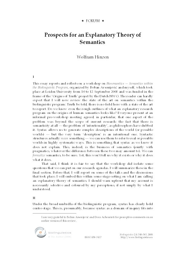 Prospects for an explanatory theory of semantics Thumbnail