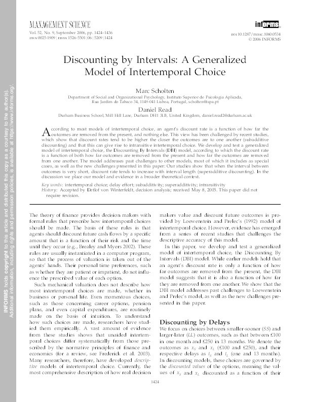 Discounting by intervals: a generalized model of intertemporal choice Thumbnail