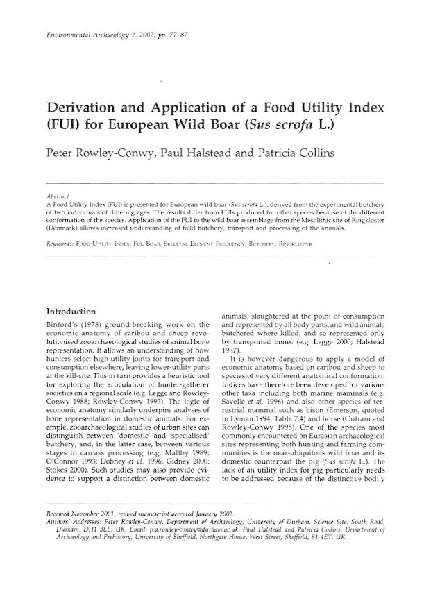 Derivation and application of a Food Utility Index (FUI) for European wild boar (Sus scrofa L.) Thumbnail