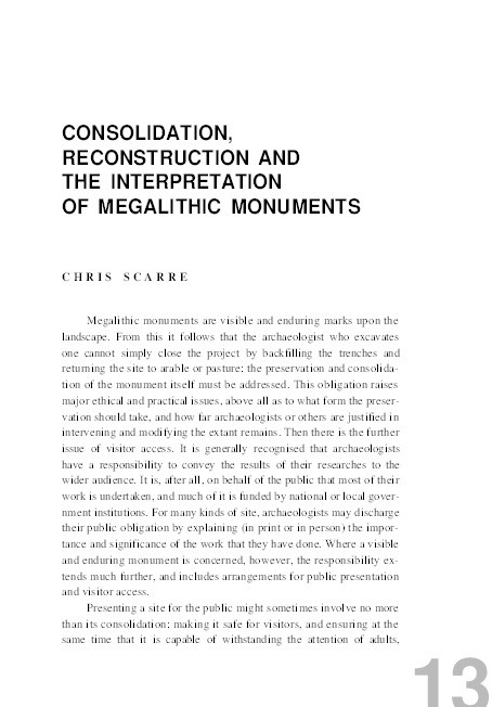 Consolidation, reconstruction and the interpretation of megalithic monuments Thumbnail