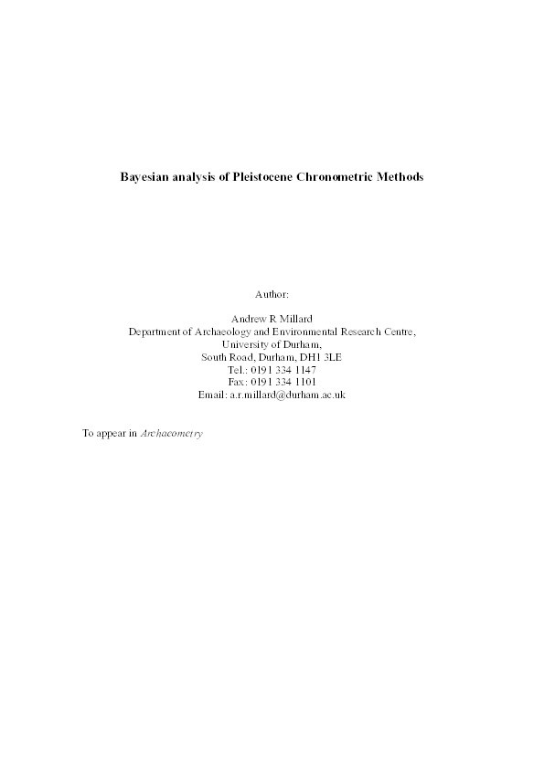 Bayesian analysis of Pleistocene Chronometric Methods Thumbnail