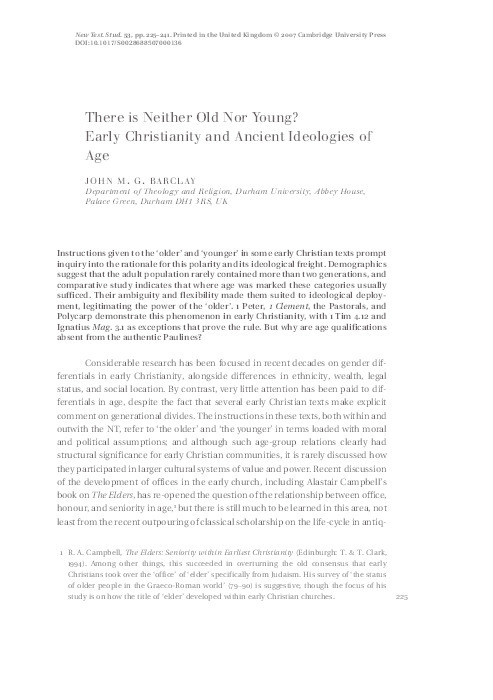 There is Neither Old Nor Young? Early Christianity and Ancient Ideologies of Age Thumbnail