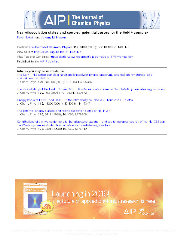 Near-dissociation states and coupled potential curves for the HeN+ complex Thumbnail