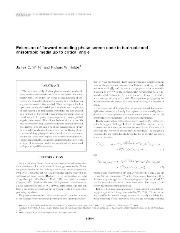 Extension of forward modeling phase-screen code to for AVO analysis in isotropic and anisotropic media Thumbnail