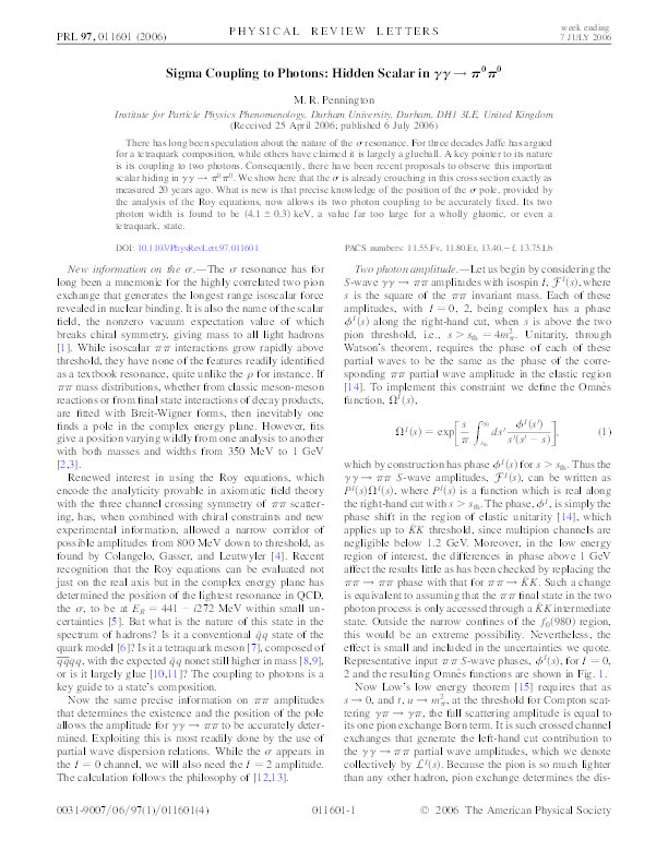 Sigma coupling to photons: hidden scalar in gamma gamma $\to$ pi0 pi0 Thumbnail