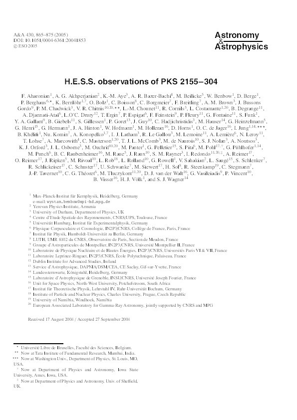 H.E.S.S. observations of PKS 2155-304 Thumbnail
