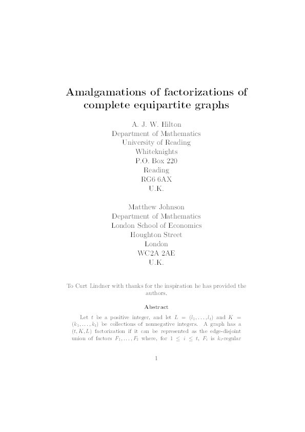 Amalgamations of factorizations of complete equipartite graphs, Thumbnail