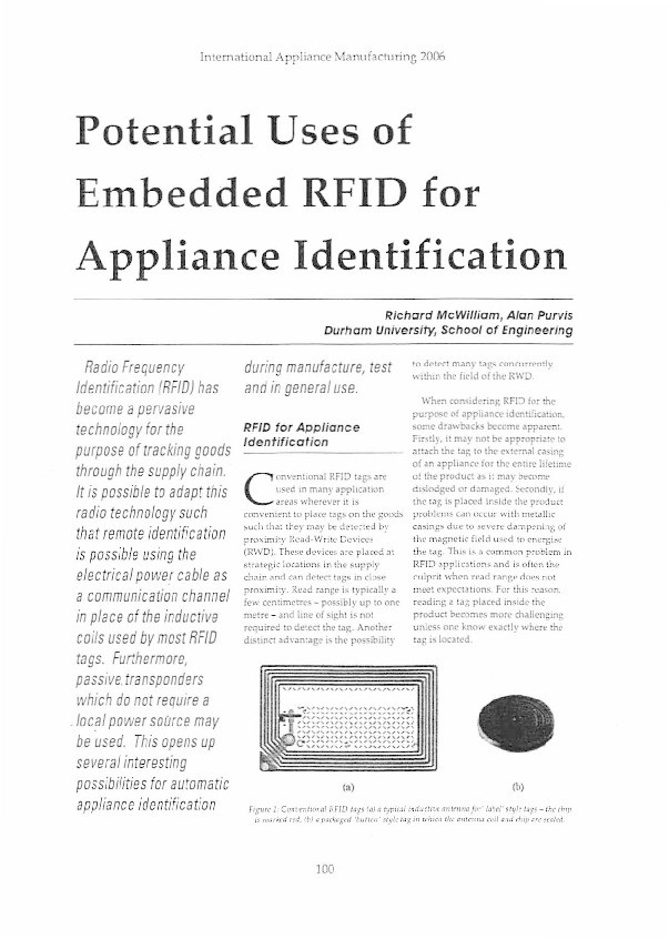 Potential Uses of Embedded RFID in Appliance Identification Thumbnail
