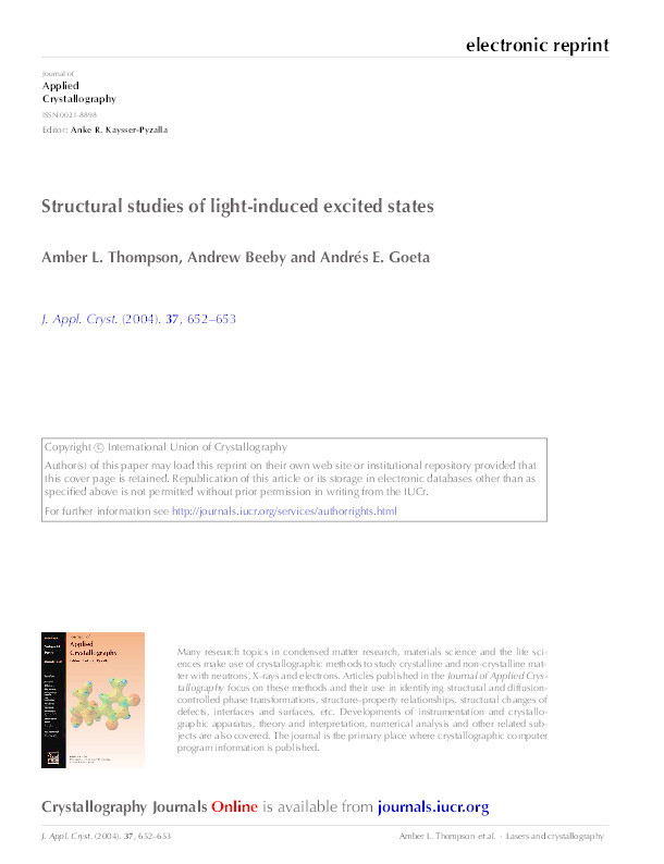 Structural studies of light-induced excited states Thumbnail