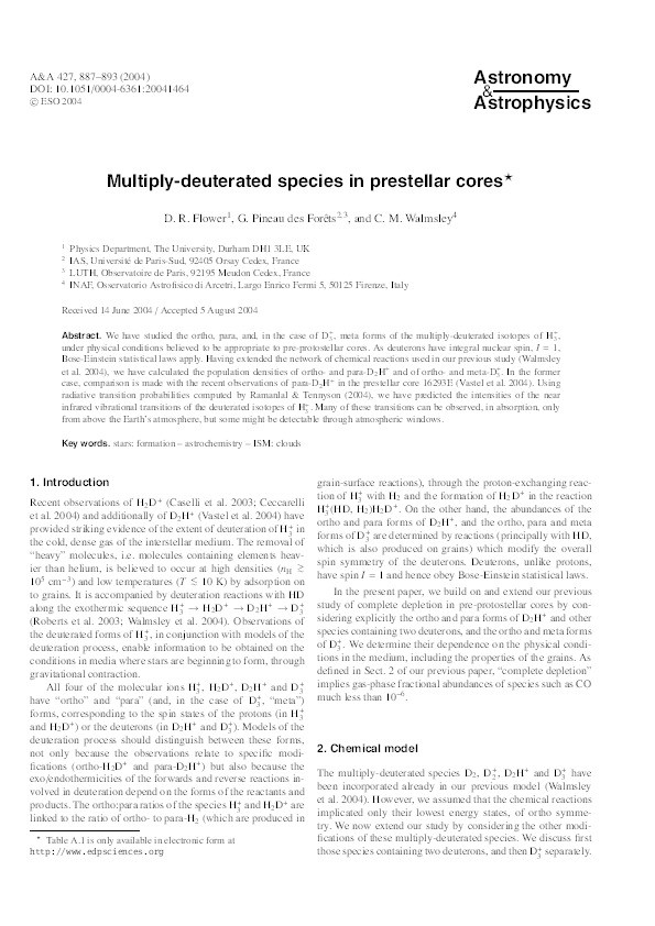 Multiply-deuterated species in prestellar cores Thumbnail