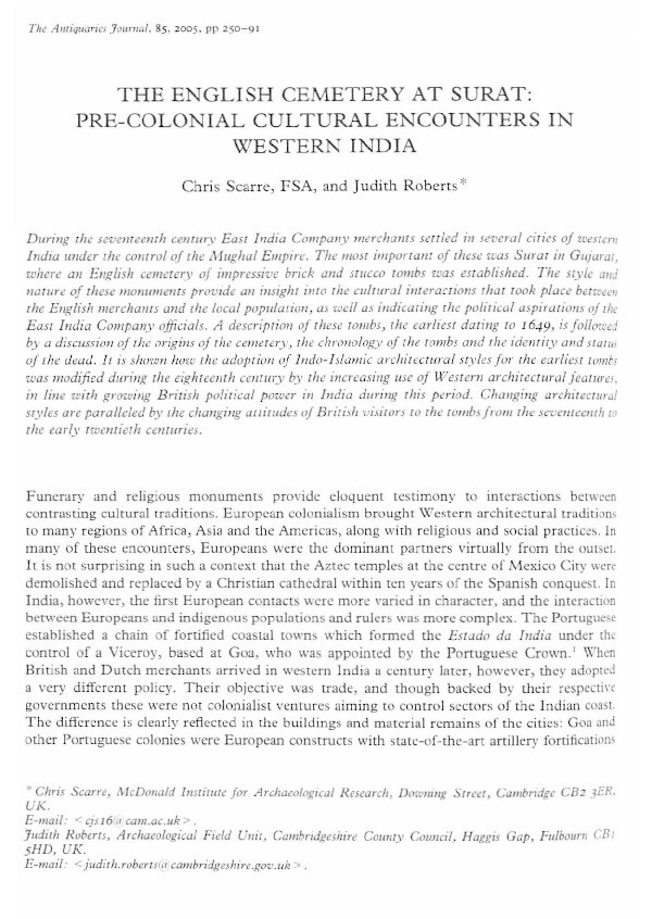 The English cemetery at Surat: pre-colonial cultural encounters in western India Thumbnail