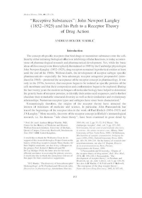 'Receptive Substances': John Newport Langley (1852-1925) and his Path to a Receptor Theory of Drug Action * Thumbnail