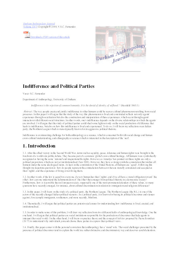 Indifference and Political Parties