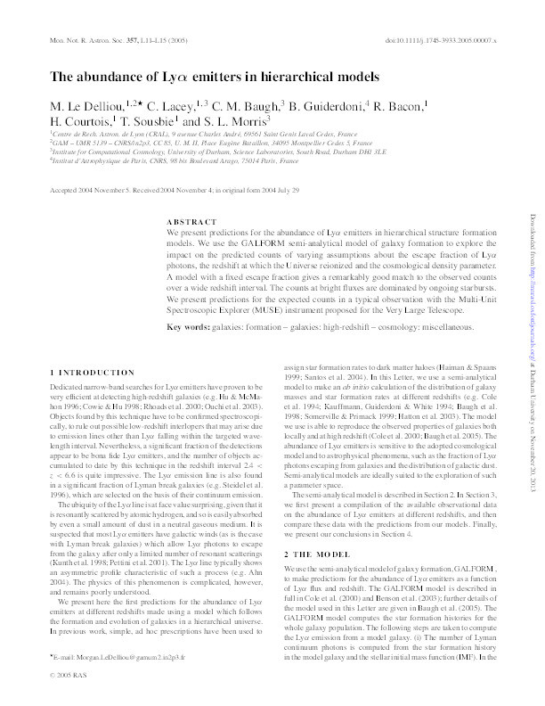 The abundance of Lyα emitters in hierarchical models Thumbnail