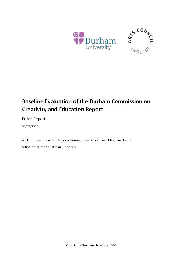 Baseline Evaluation of the Durham Commission on Creativity and Education Report Thumbnail