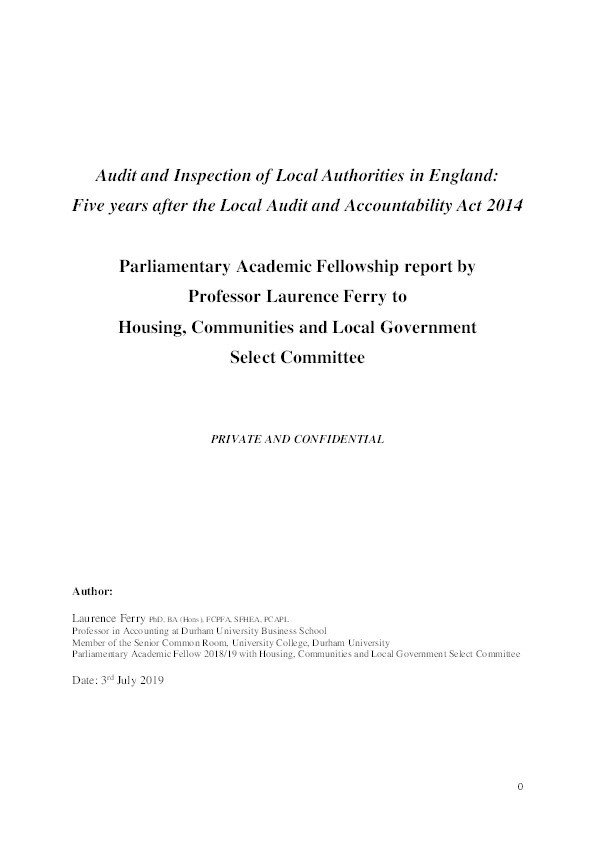 Audit and Inspection of Local Authorities in England: Five years after the Local Audit and Accountability Act 2014 Thumbnail