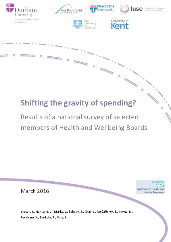 Shifting the gravity of spending? Results of a national survey of selected members of Health and Wellbeing Boards Thumbnail