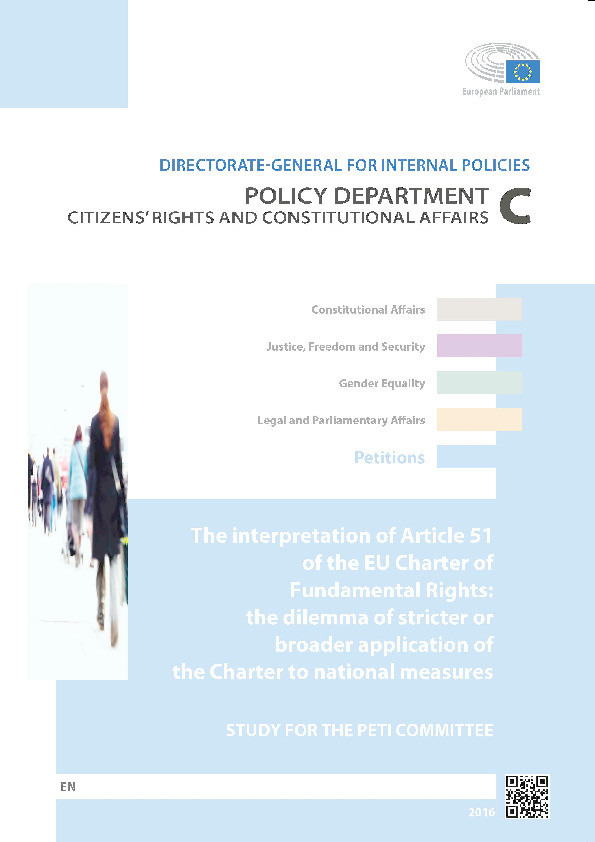 The interpretation of Article 51 of the EU Charter of Fundamental Rights: the dilemma of stricter or broader application of the Charter to national measures Thumbnail