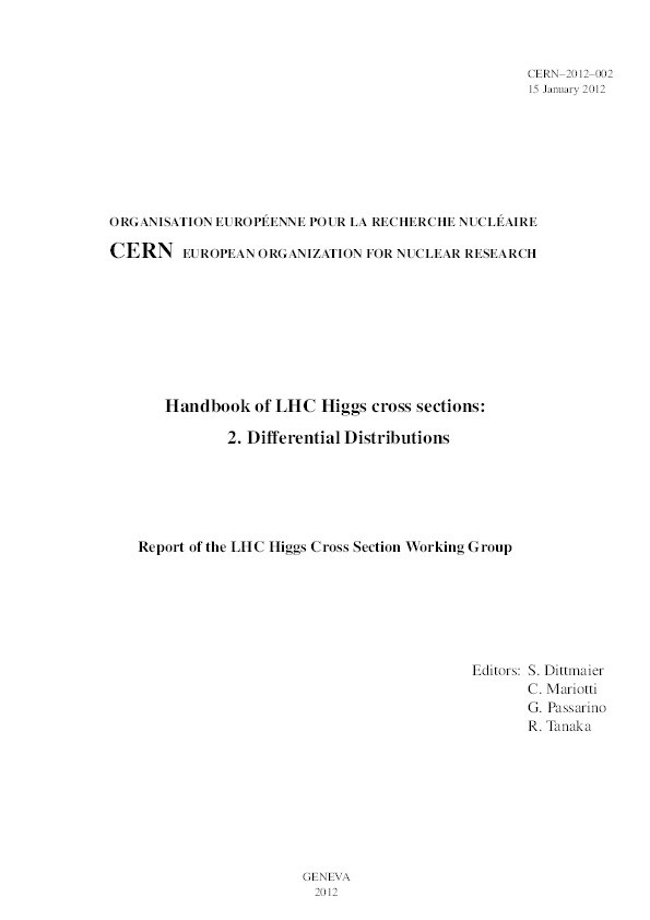 Handbook of LHC Higgs Cross Sections: 2. Differential Distributions. CERN-2012-002 Thumbnail