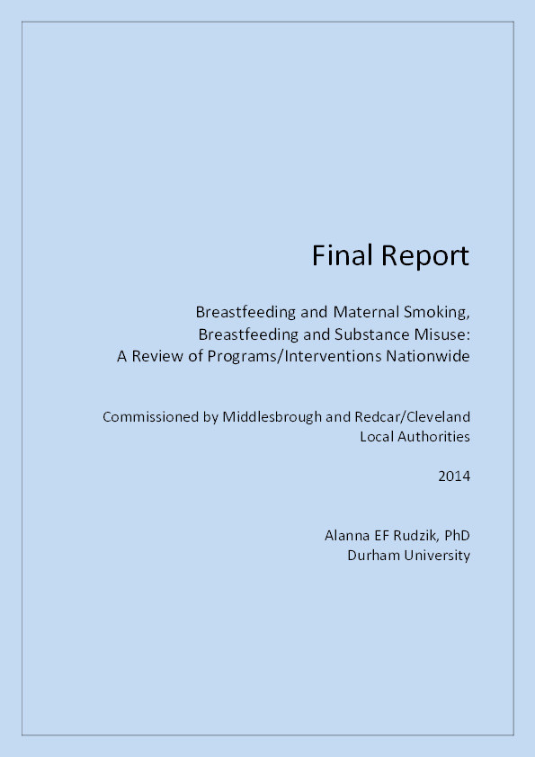 Final Report: Breastfeeding and Maternal Smoking, Breastfeeding and Substance Misuse—A Review of Programs/Interventions Nationwide Thumbnail
