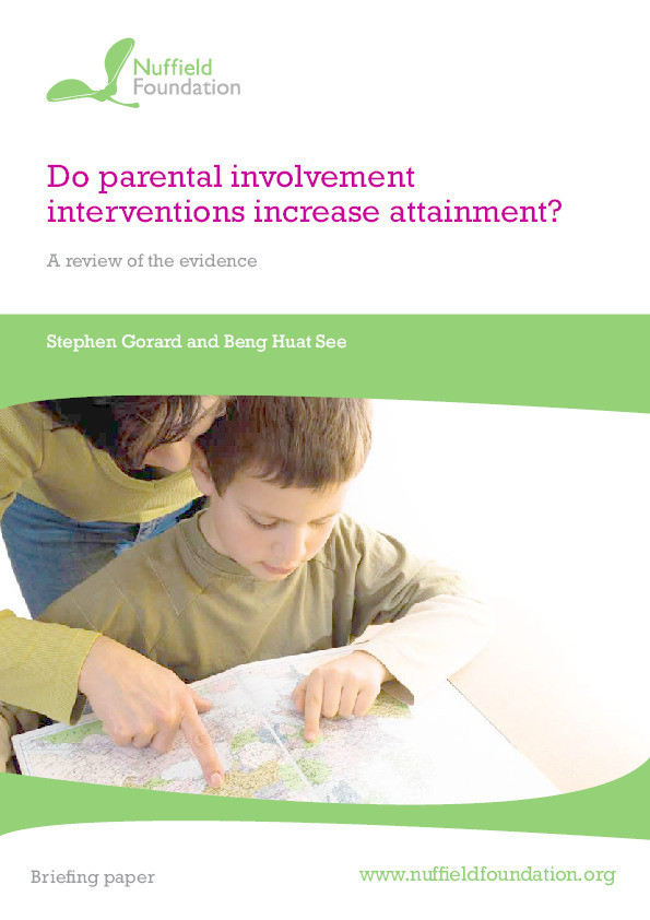Do parental involvement interventions increase attainment? A review of the evidence Thumbnail