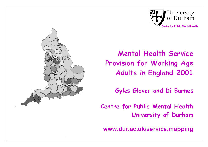 Mental Health Service Provision for Working Age Adults in England 2001 Thumbnail