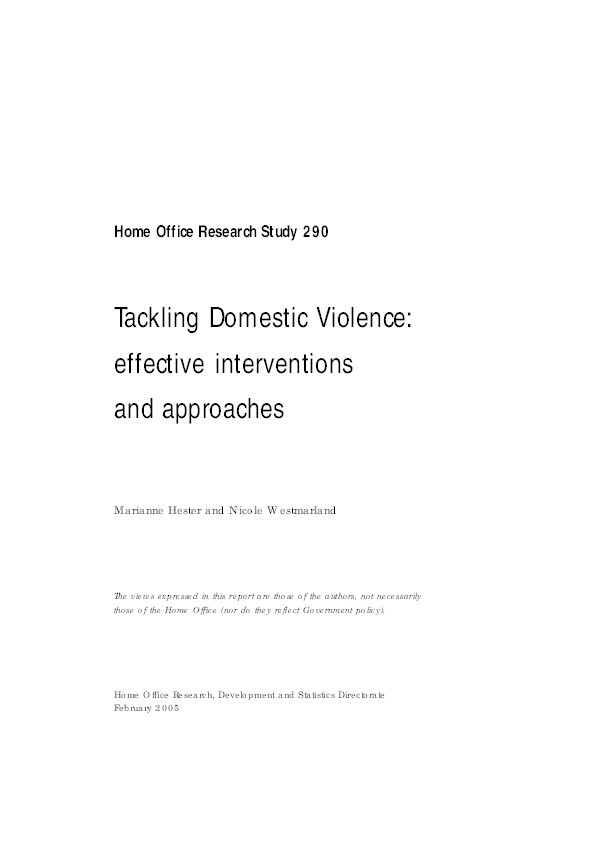 Tackling Domestic Violence: Effective Interventions and Approaches Thumbnail