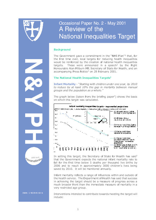 Occasional Paper No. 2: A Review of the National Inequalities Target Thumbnail