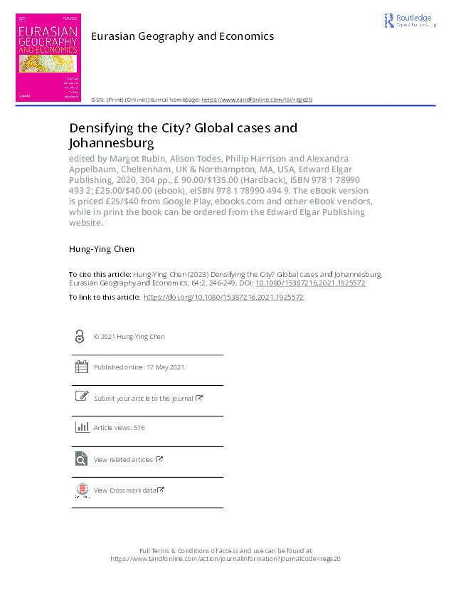 Densifying the City? Global cases and Johannesburg Thumbnail